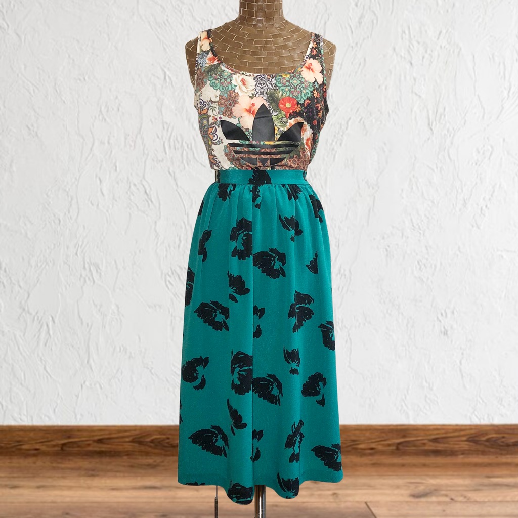 Vintage Floral Midi Skirt
